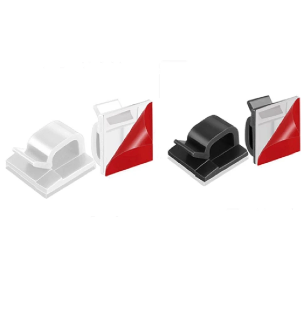 INF Selbstklebende Kabelhalter, 50er-Pack, 1,4 x 1,4 cm, Schwarz/Weiß