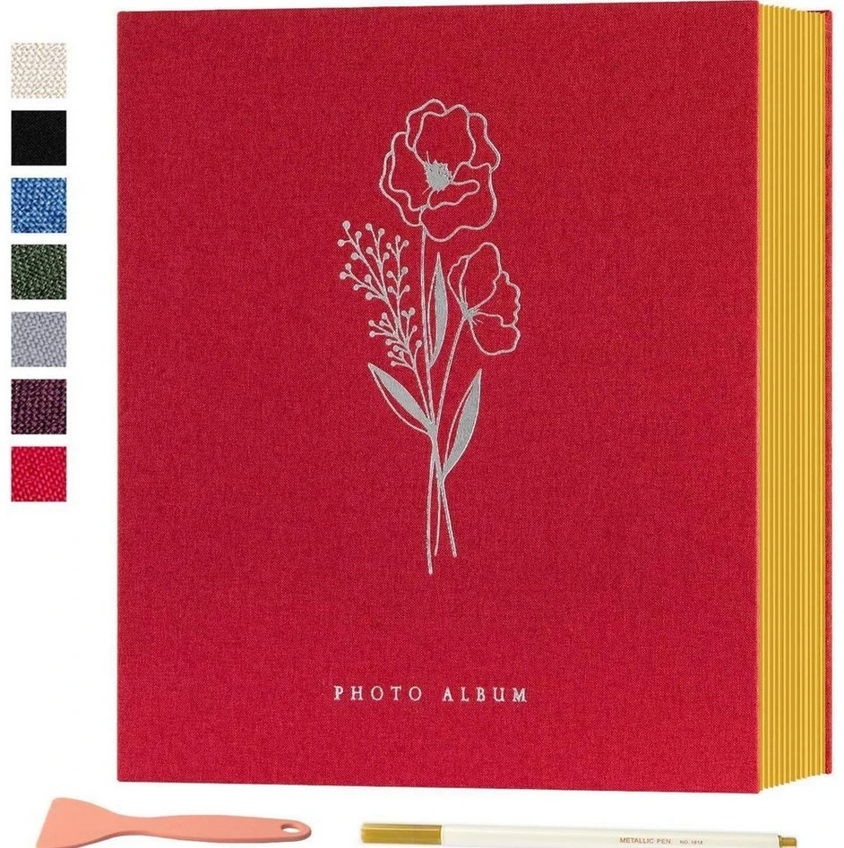 Fotoalbum Selbstklebend Scrapbook Leinen 29x27,3x6,2 cm, 40 Seiten Rot